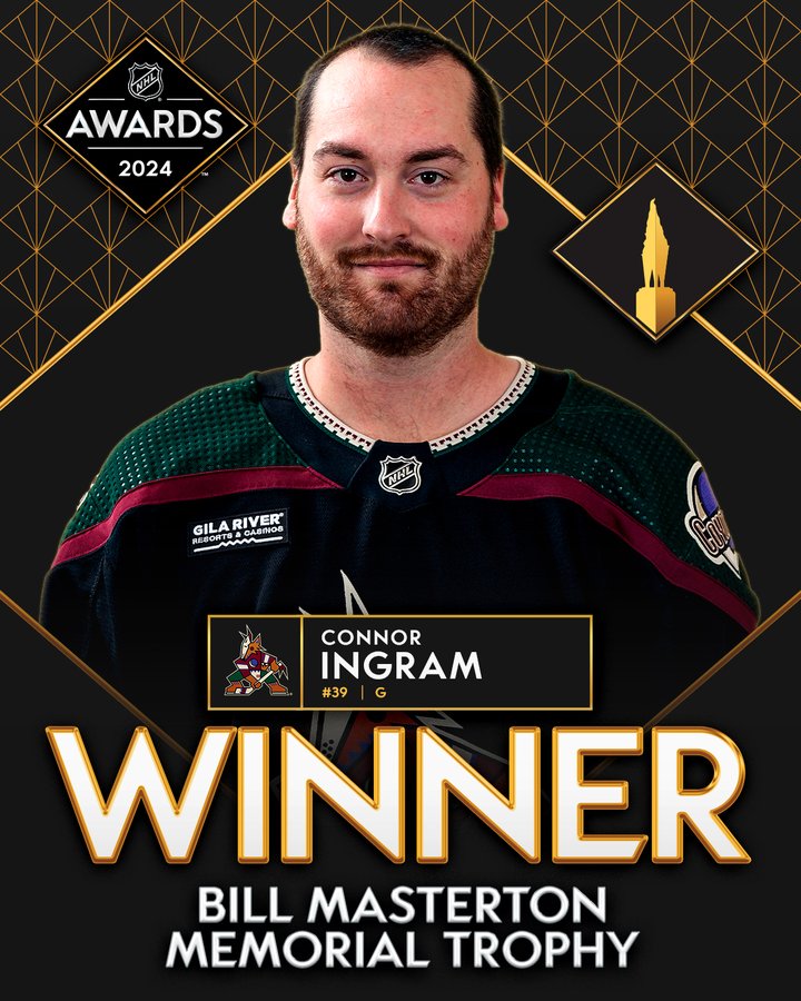 Connor Ingram Wins 2023-24 Bill Masterton Trophy