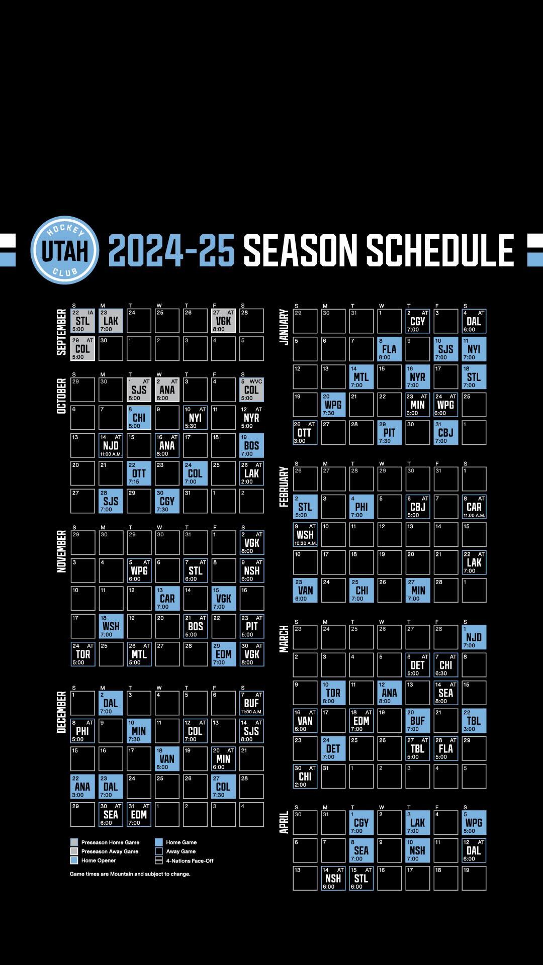 Utah Announces 2024-25 Inaugural Season Schedule