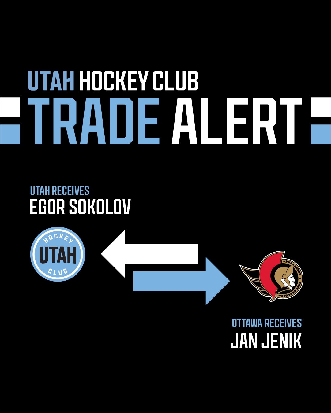 Utah Acquires Egor Sokolov from Ottawa