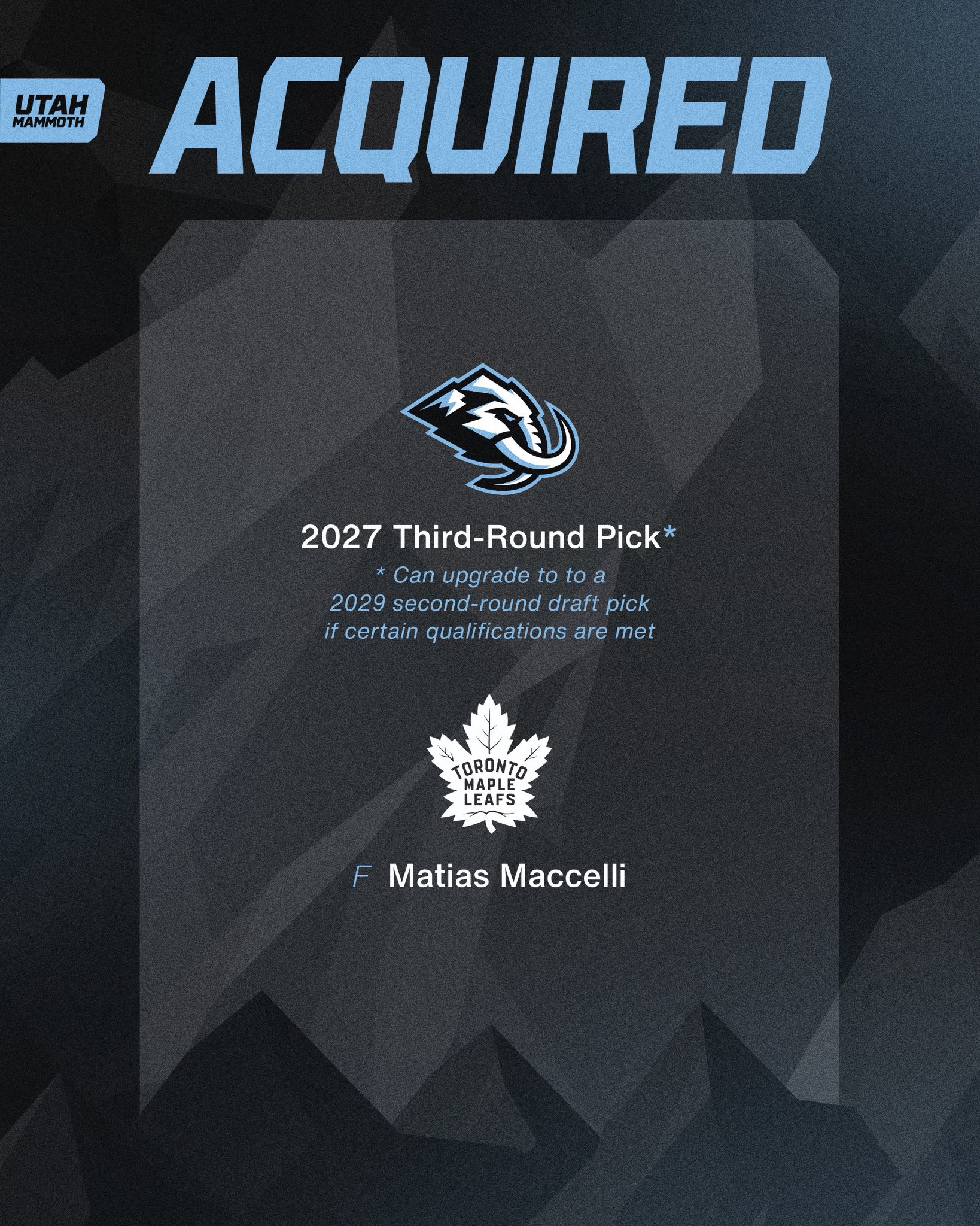 Utah Acquires Conditional 2027 Third-Round Pick from Toronto