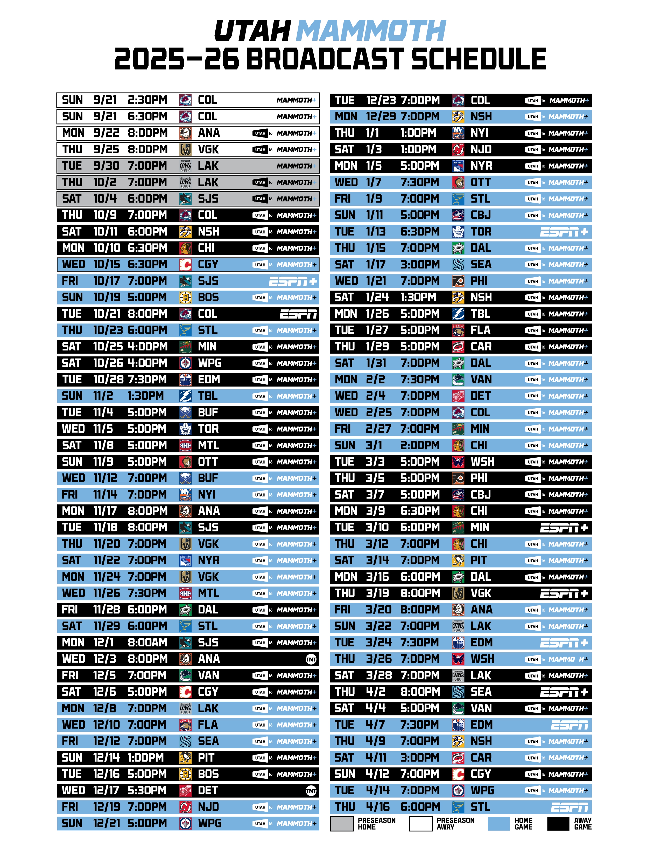 Utah Announces 2025-26 Broadcast Schedule