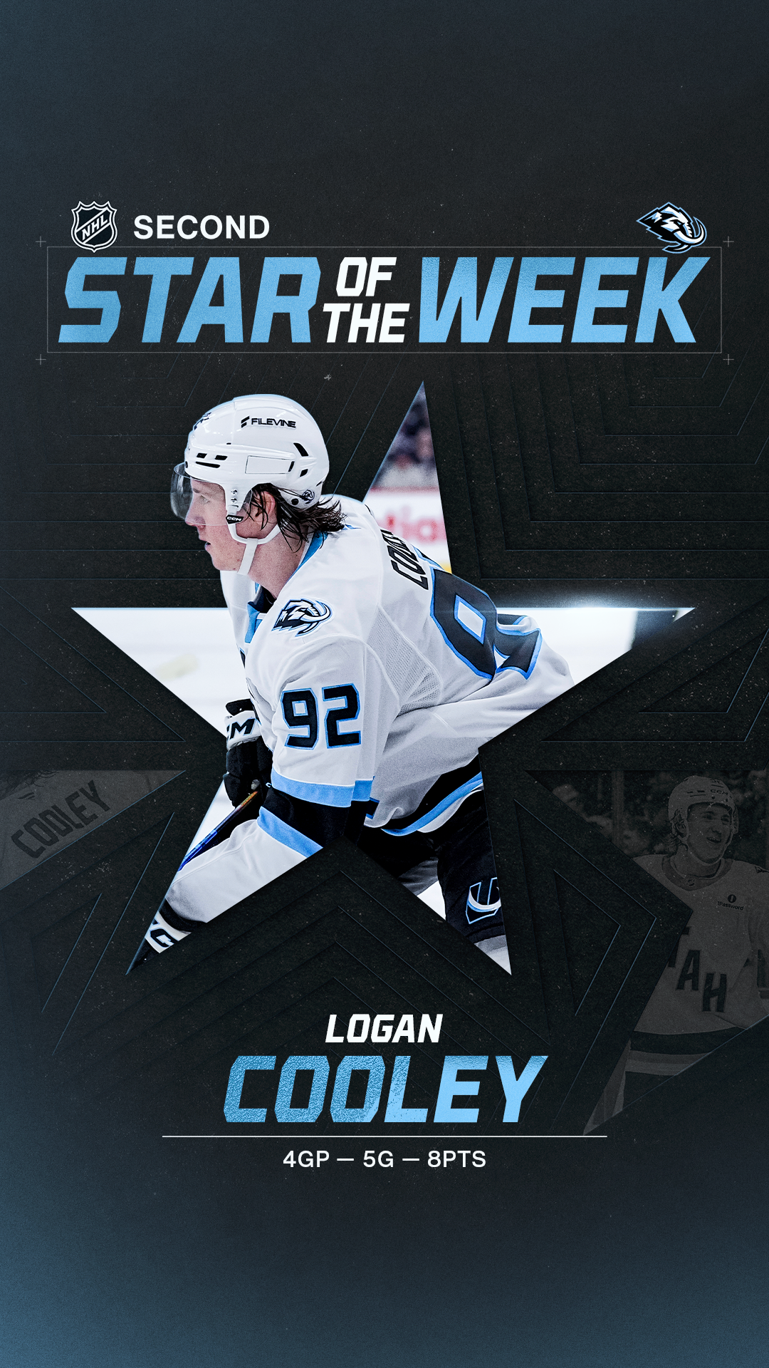 Utah Mammoth Forward Logan Cooley Named NHL’s Second Star of the Week